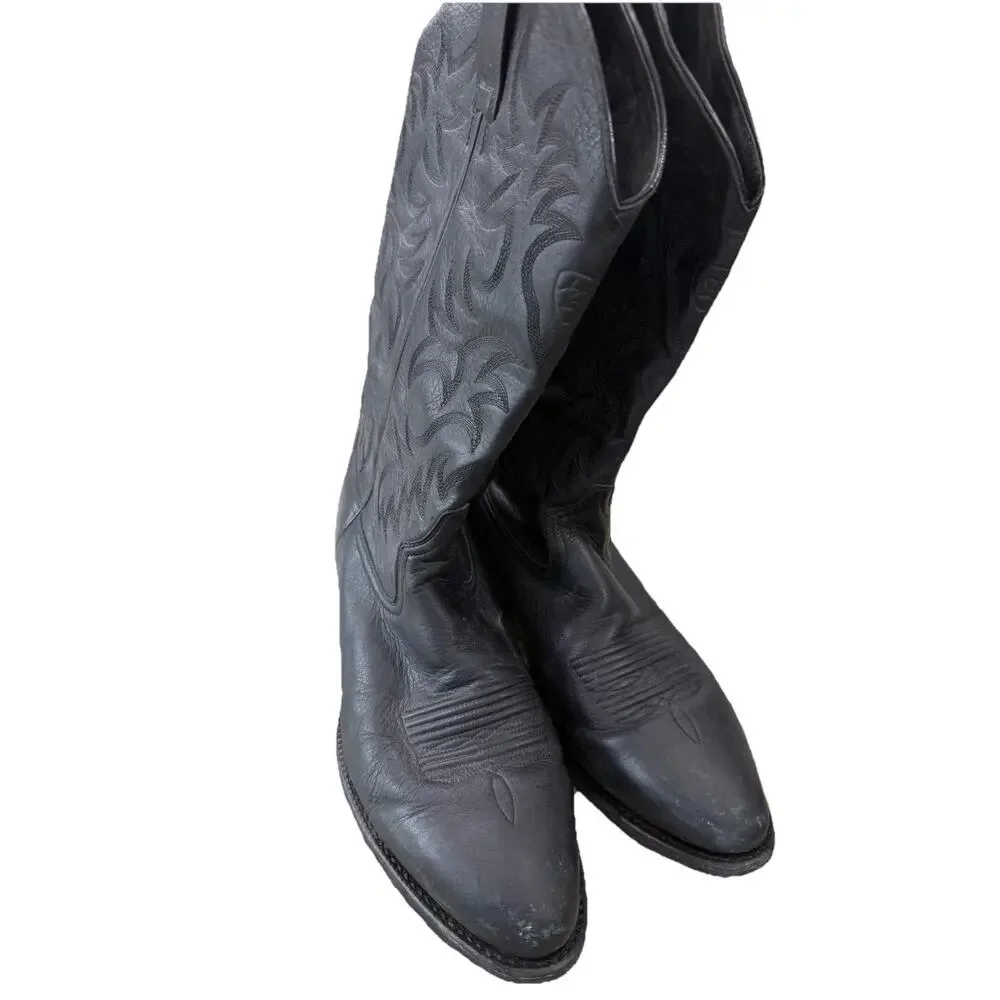 Ariat Heritage Men Western R-Toe Black Leather Cowboy Boots Size 12D Style 34770